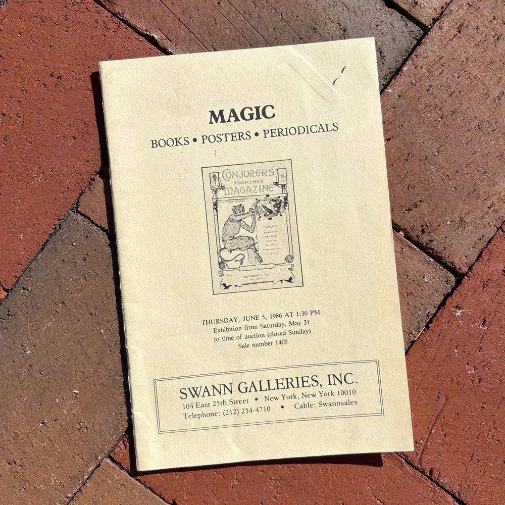 1986 Magic Books Posters Periodicals Swann Galleries Conjurers Tricks Magician